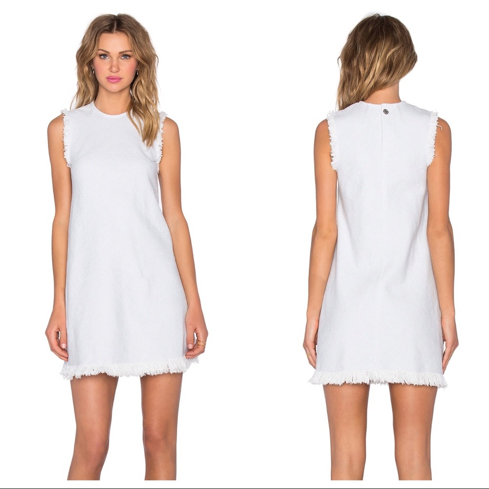 Alexander Wang Frayed Burlap Shift Dress in Sky